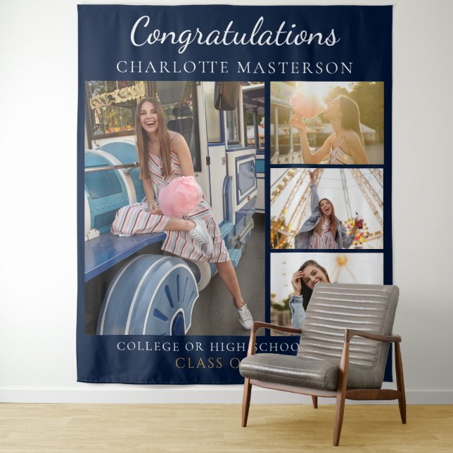 Tenture Fond de collage photo de remise de diplômes modern (En situation)