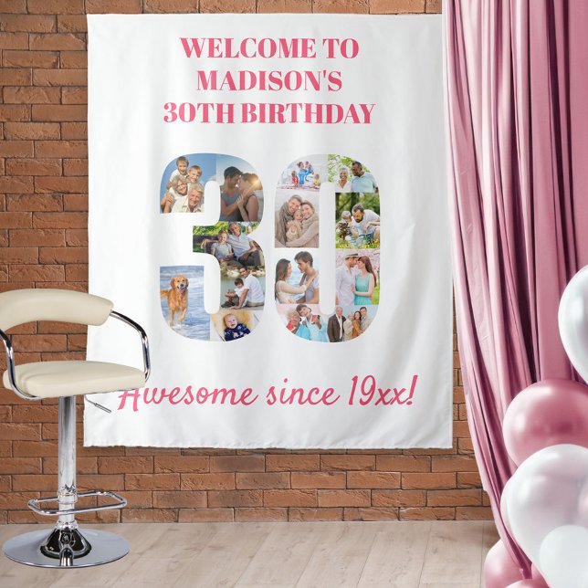 Tenture Fond de collage photo pour fête d'anniversaire 30  (Créateur téléchargé)