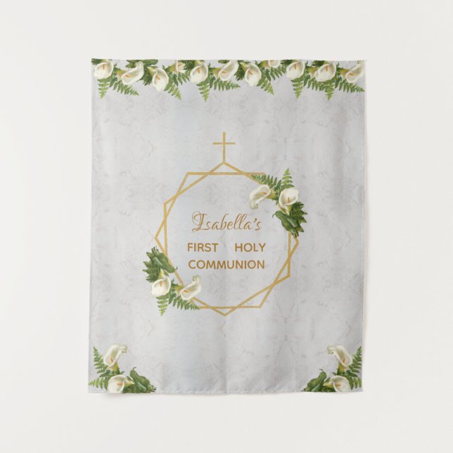 Tenture Fond de communion solennelle marbre doré callas (Devant)