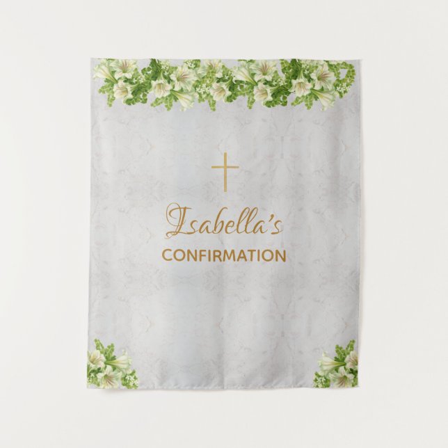 Tenture Fond de confirmation | Lys Croix de marbre doré (Devant)