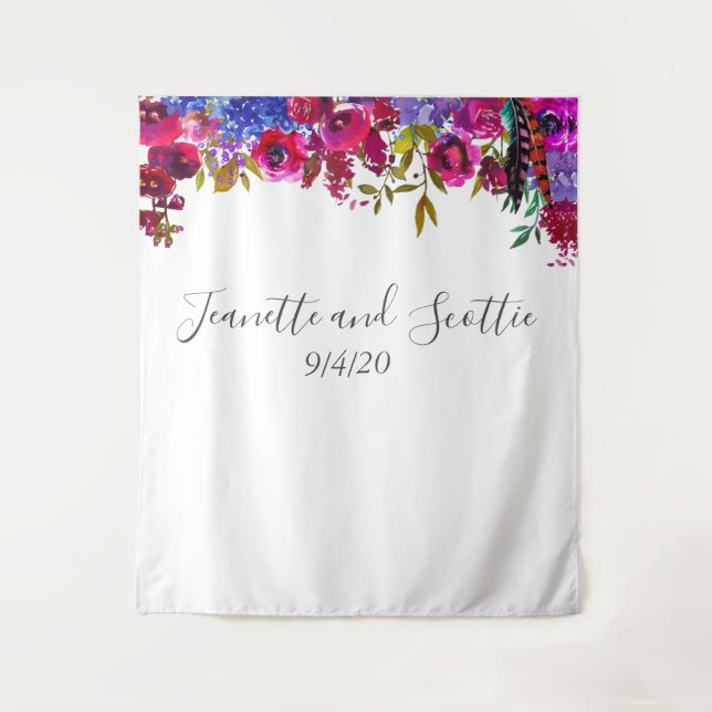 Tenture Fond de couleur vive et audacieuse Fleurs roses ro (Devant)