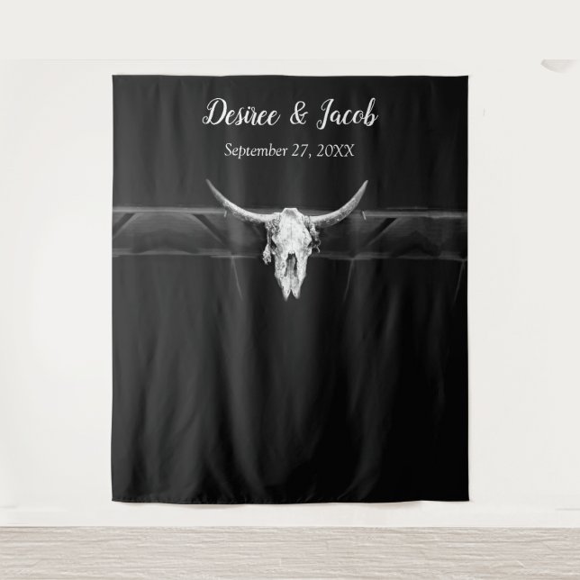 Tenture Fond de décor à crâne de taureau occidental noir e (Devant)