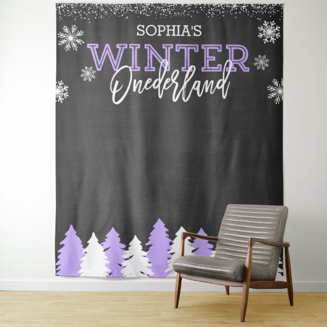 Tenture Fond de décor ardoise violet Onederland d'hiver (En situation)