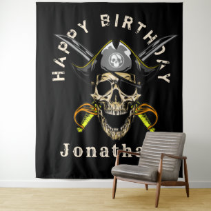 Tenture Fond de décor Crâne de Pirate Ohé