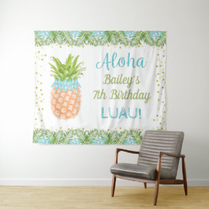 Tenture Fond de décor d'anniversaire Hawaïen Luau Tropical