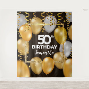 Tenture Fond de décor d'anniversaire magnifique or et noir