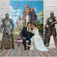 Fond de décor de château de conte de fées suspendu