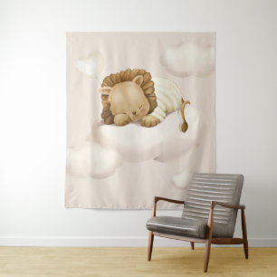 Tenture Fond de décor de douche virtuelle Lion dormant