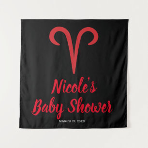 Tenture Fond de décor de fête Bélier Rouge Noir Astrologie