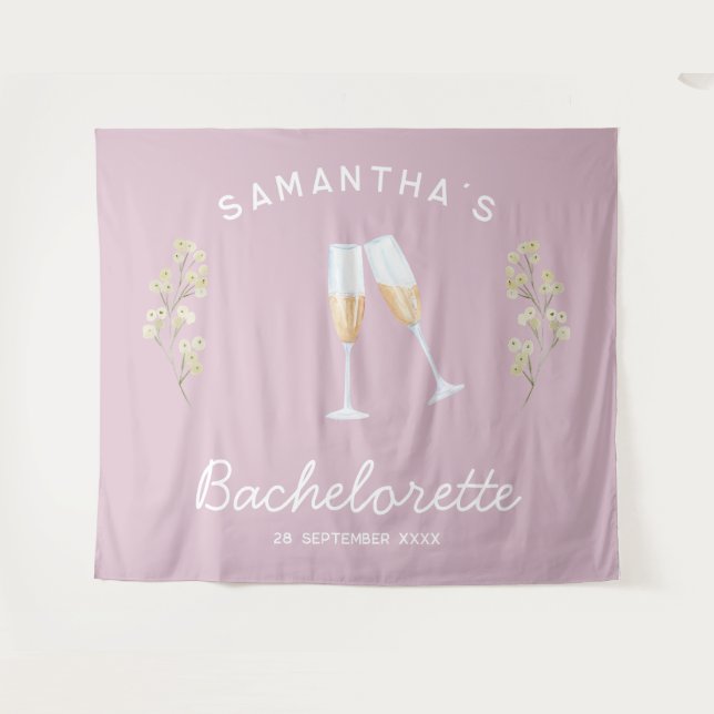 Tenture Fond de décor de fête de Bachelorette Champagne Bo (Devant (Horizontal))