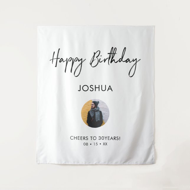 Tenture Fond de décor de fête de photo d'anniversaire noir (Devant)