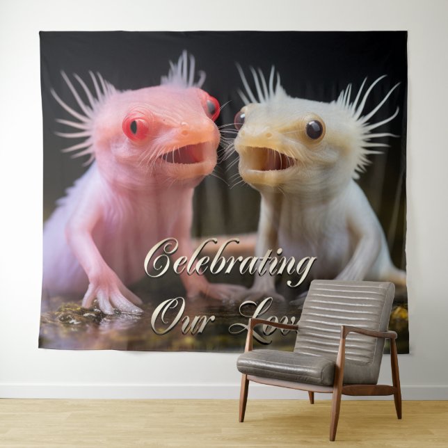 Tenture Fond de décor de fête de poissons axolotls Bannièr (En situation (horizontale))