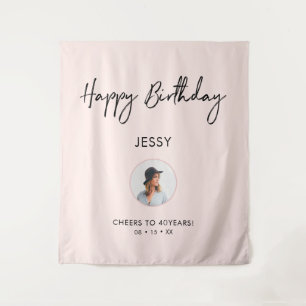 Tenture Fond de décor de fête pour anniversaire rose et no
