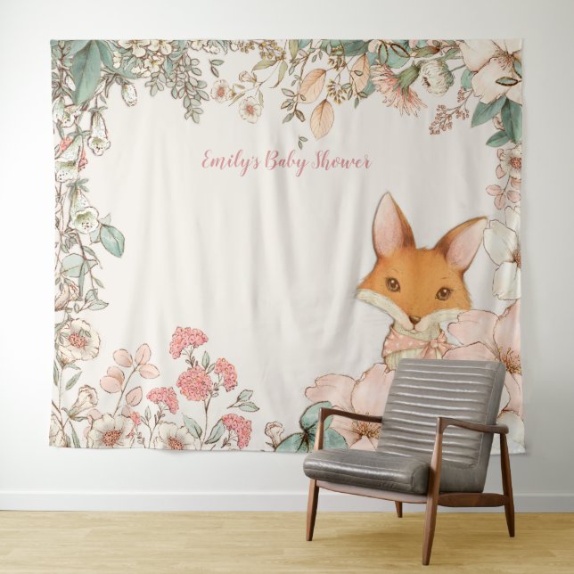 Tenture Fond de décor de fête prénatale pour bébé renard v (En situation (horizontale))