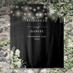 Tenture Fond de Décor de Mariage à la Végétation en Noir e