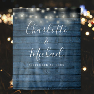 Tenture Fond de Décor de Mariage en Bois Rustique Bleu ave