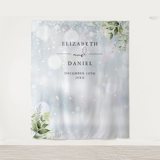 Tenture Fond de décor de mariage hivernal avec verdure pou (Devant)