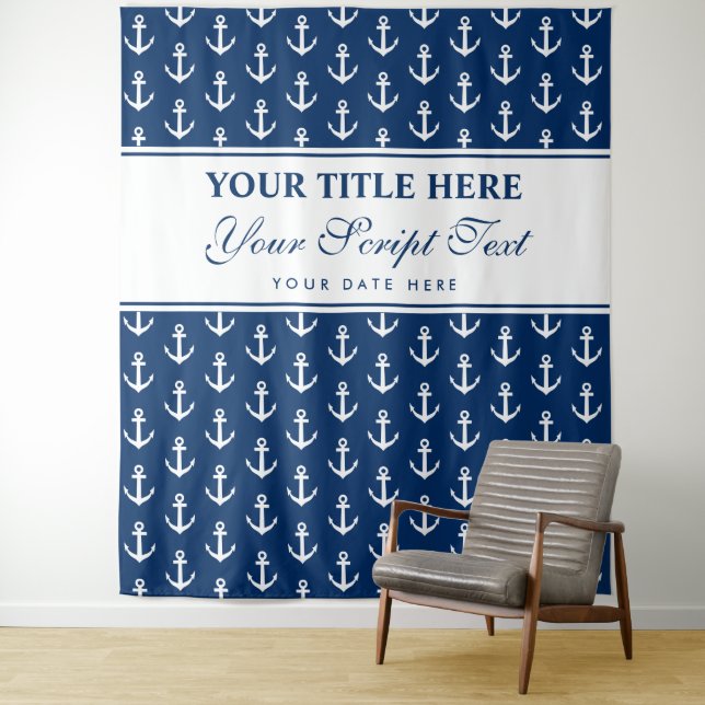Tenture Fond de décor de photo de mariage avec logo d'ancr (En situation)