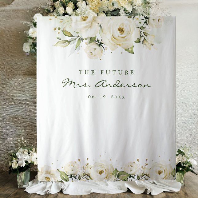 Tenture Fond de décor de photo de mariage élégant avec ros (Créateur téléchargé)