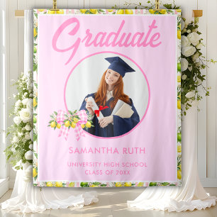 Tenture Fond de décor de remise de diplôme Citron Rose Fra
