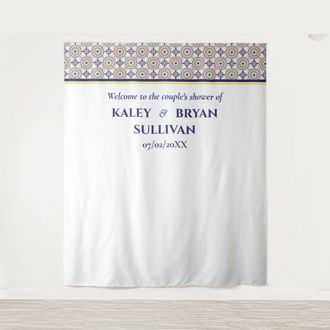 Tenture Fond de décor de salle de bain en carreaux jaunes  (Devant)