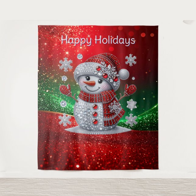 Tenture Fond de décor de vacances bonhomme de neige Strass (Devant)