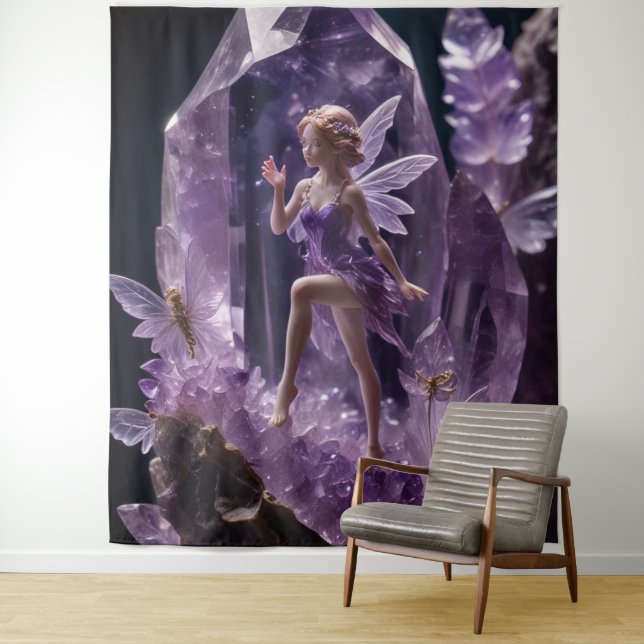 Tenture Fond de décor Fée Améthyste Jardin Fantastique (En situation)