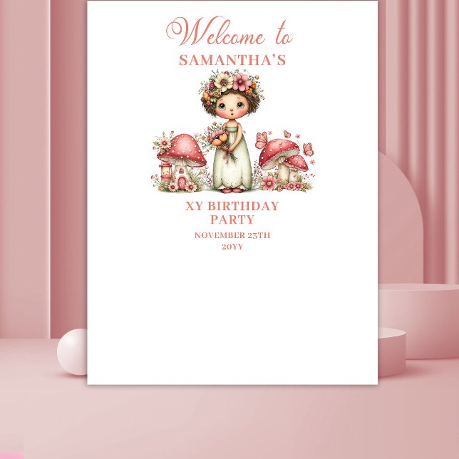 Tenture Fond de décor Fleurs Roses pour 1er Anniversaire d (Whimsical Fairy 1st Birthday Blush Flowers Backdrop)