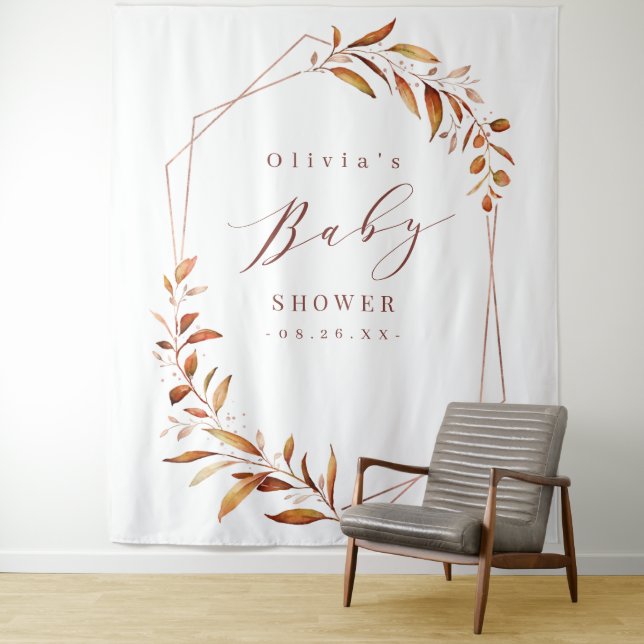 Tenture Fond de décor géométrique pour baby shower avec ve (En situation)