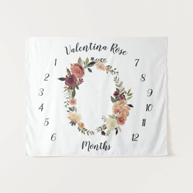 Tenture Fond de décor mensuel pour photos de bébé Rustic B (Devant (Horizontal))