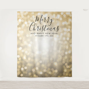 Tenture Fond de décor Noël Fête Lumières Bokeh Or