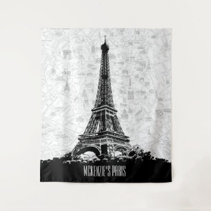 Tenture Fond de décor photo de la Tour Eiffel carte de Par