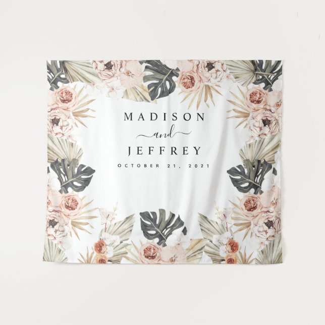 Tenture Fond de décor photo de palmier séché bohème tropic (Devant (Horizontal))