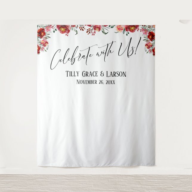 Tenture Fond de décor photo Fleurs Rouges Célébrez avec no (Devant)