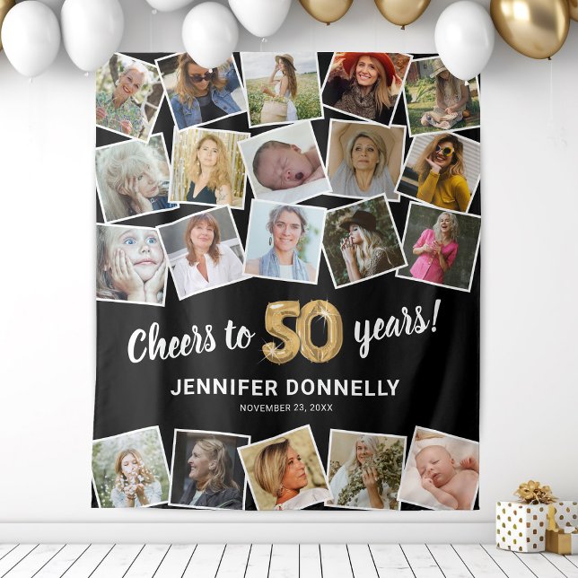 Tenture Fond de décor pour 50e anniversaire multi-photos (Créateur téléchargé)