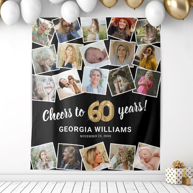 Tenture Fond de décor pour 60e anniversaire multi-photos (Créateur téléchargé)