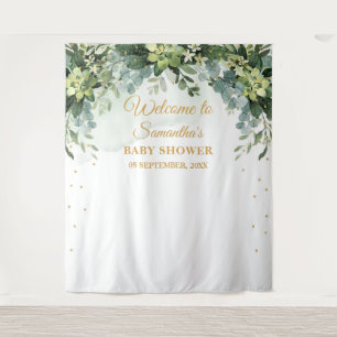 Tenture Fond de décor pour baby shower avec plantes succul