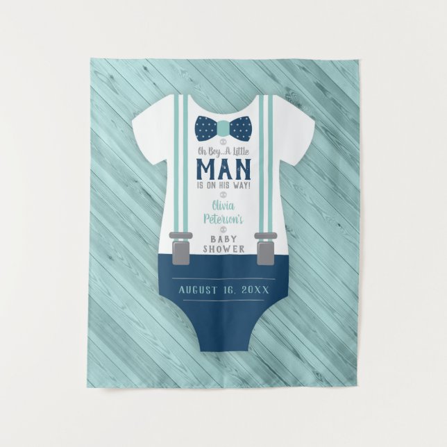 Tenture Fond de décor pour Baby Shower Bow Tie, Bleu marin (Devant)