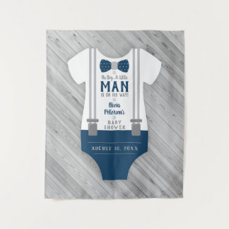 Tenture Fond de décor pour Baby Shower Bow Tie, Navy, Aqua