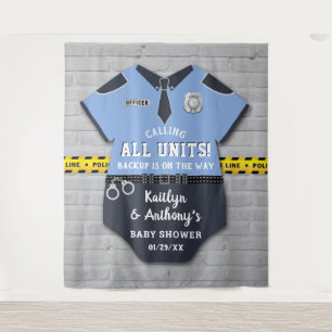 Tenture Fond de décor pour Baby Shower d'Agent de Police