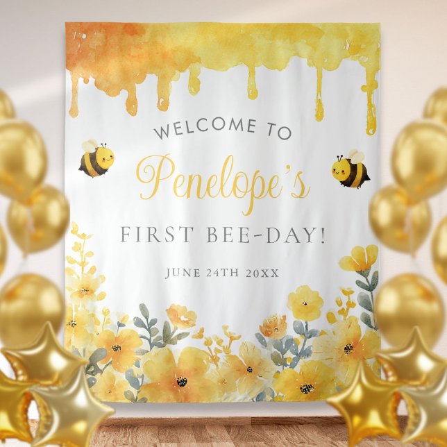 Tenture Fond de décor pour la première fête d'anniversaire (First Bee Day Birthday Photo Backdrop)