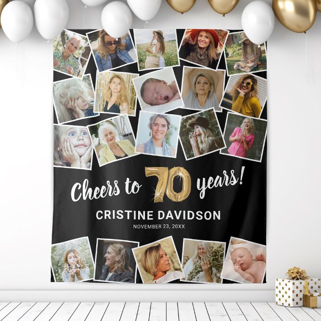 Tenture Fond de décor pour les 70 ans avec plusieurs photo (Créateur téléchargé)