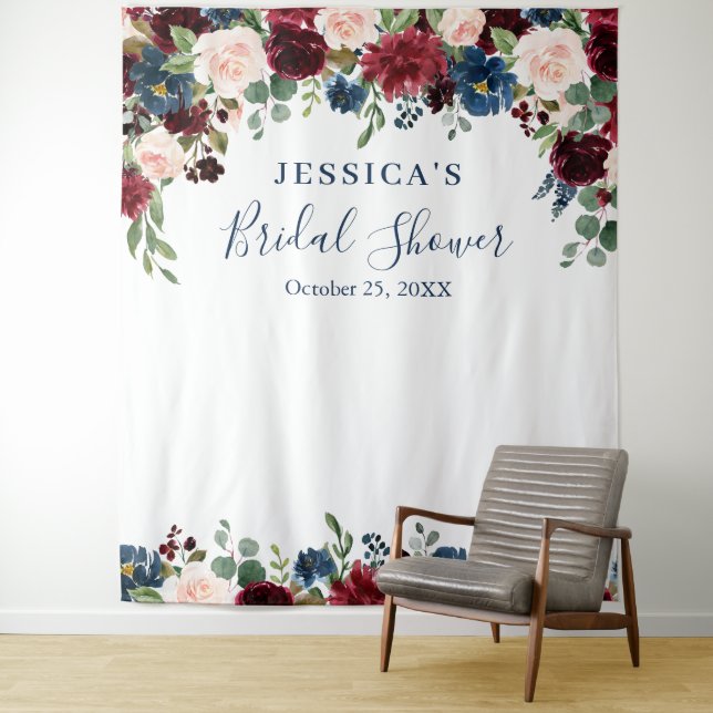 Tenture Fond de décor pour mariage Burgundy Navy Blush (En situation)
