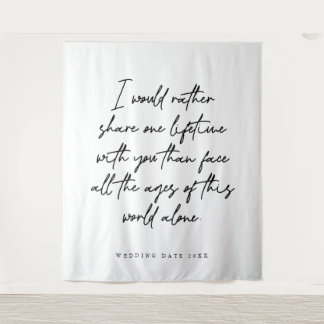 Tenture Fond de décor pour photo de mariage avec citation 