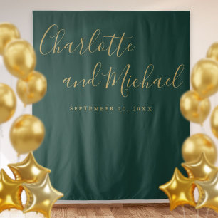 Tenture Fond de décor pour photobooth de mariage émeraude