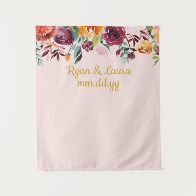 Tenture Fond de décor pour photomaton de mariage bohème ro (Devant)