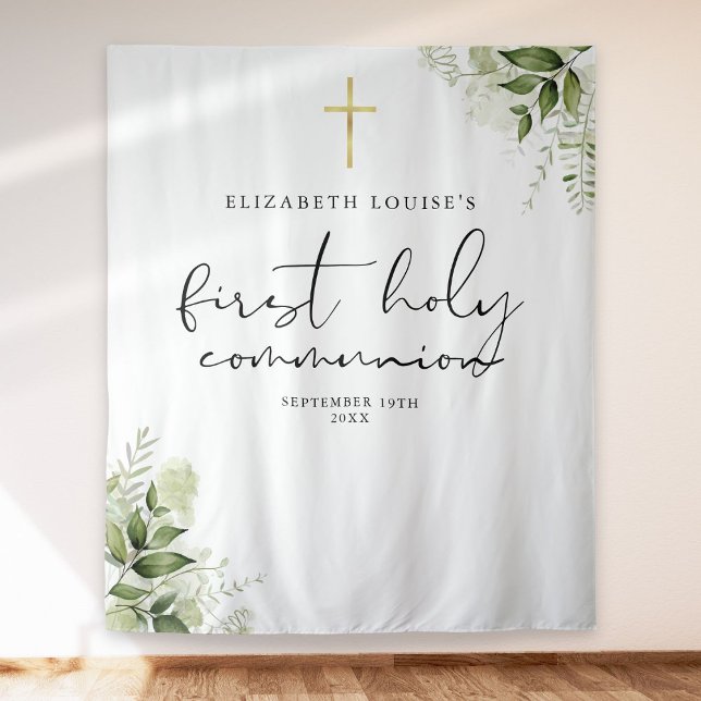 Tenture Fond de décor pour première communion avec verdure (Créateur téléchargé)