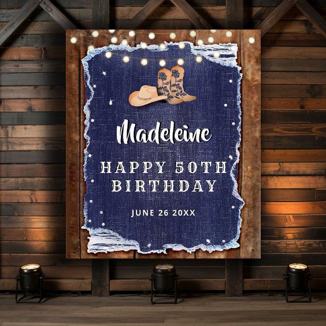 Tenture Fond de Décoration Anniversaire Western Rustique D (denim and diamonds birthday party backdrop rustic wood country western elegant chic)