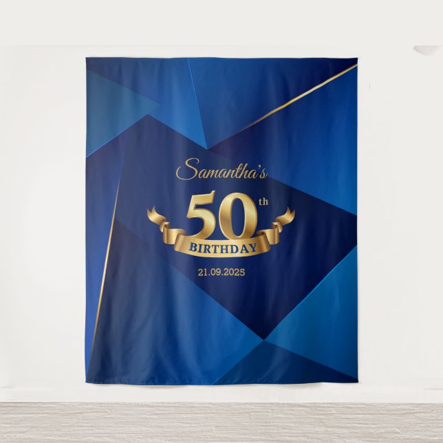 Tenture Fond de décoration chic moderne bleu royal pour 50 (Devant)