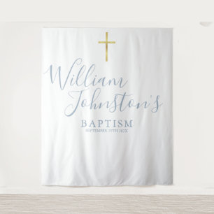 Tenture Fond de décoration de baptême bleu poussiéreux